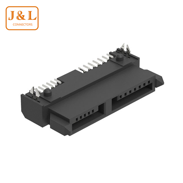 SATA 7+6P母座硬盤接口板下型H4.5高溫塑膠SMT固態硬盤連接器