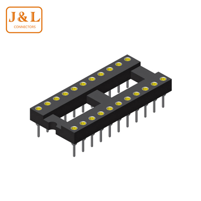 1.778mm間距 IC 圓孔插座母座 2*7P 180° DIP雙排母頭